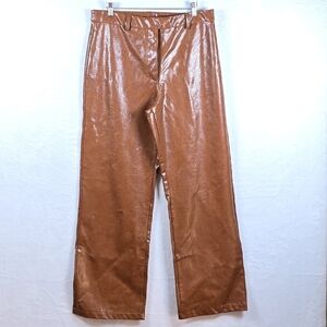 Cotton On Arlow Vegan Leather Wide Leg High Waist Pants Women'z Sz.12